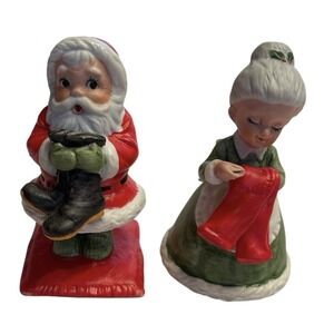 Vintage Santa & Mrs Claus 4" Figurines Old World Classic 80s 90s Christmas Decor